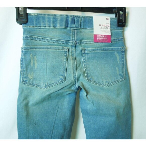 Girls SO Pull-On Ultimate Light Tint Stretch Distressed Jeggings Size 7 - Picture 8 of 11